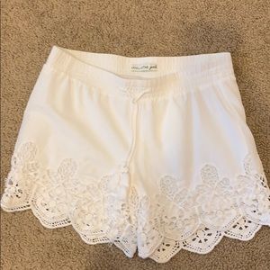 White Shorts with Lace Edge